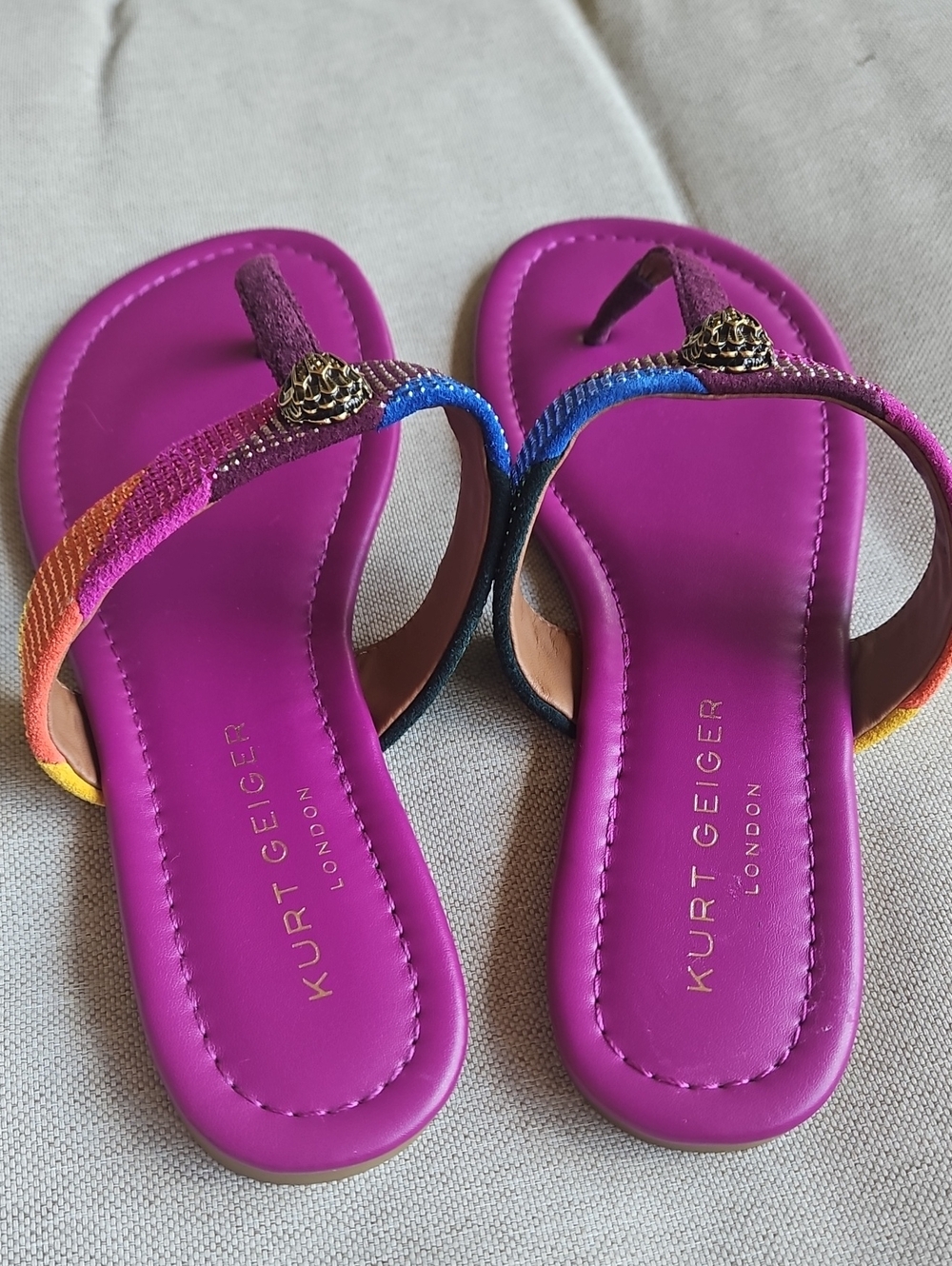 Kurt Geiger London Kensington T-bar Sandal Pink Combination Fuschia EU41 US10